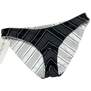ATHLETA CHEVRON RIVERSIBLE BIKINI BOTTOM LARGE NWT BLACK WHITE UPF 50+